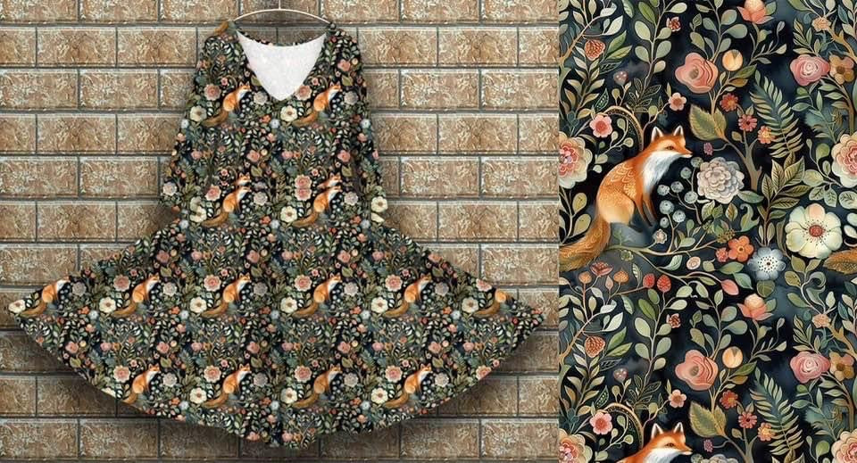 Peggy dress fox and florals