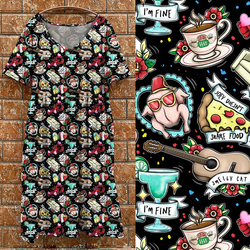 V2 tea dress friends tatz