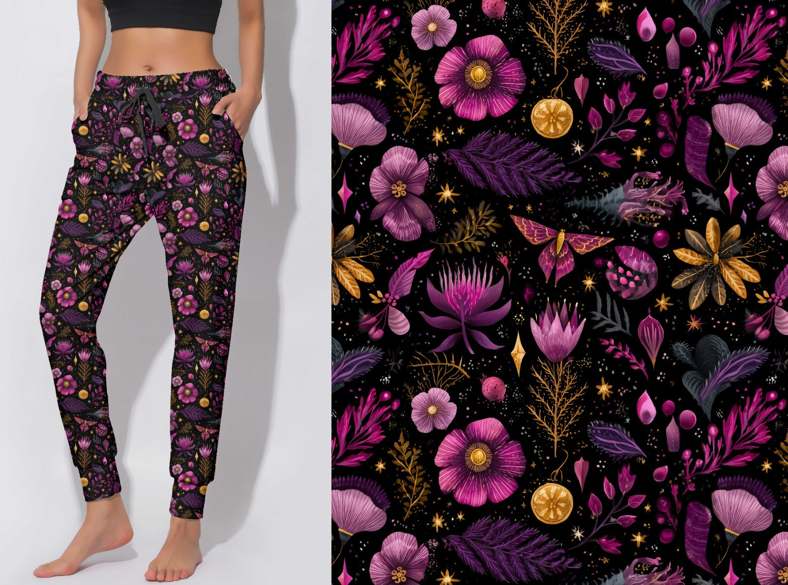 Joggers purple floral butterfly