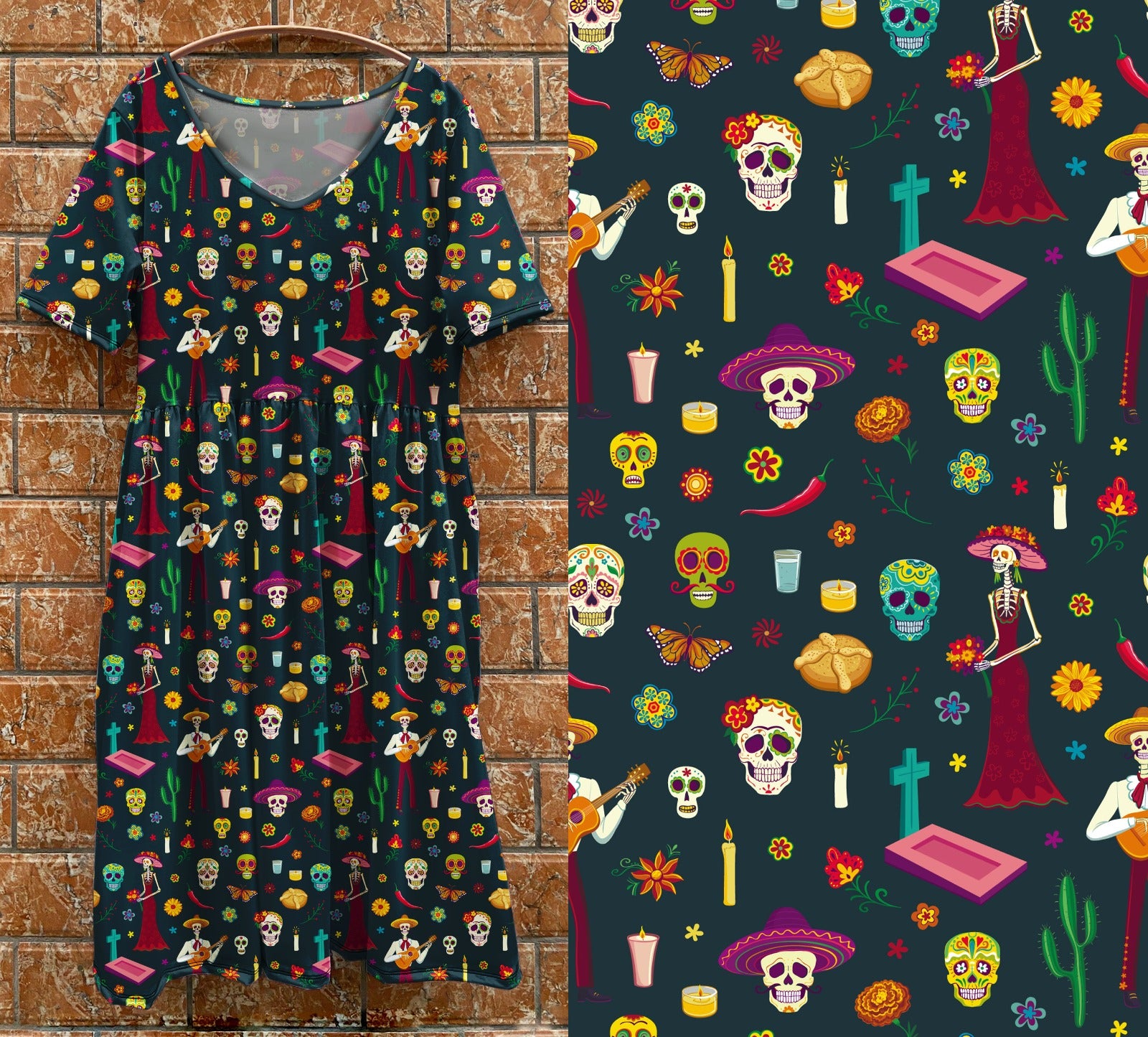 V1 tea dress day of dead