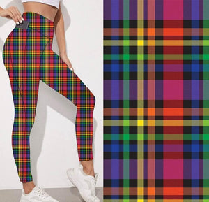 Actives rainbow plaid