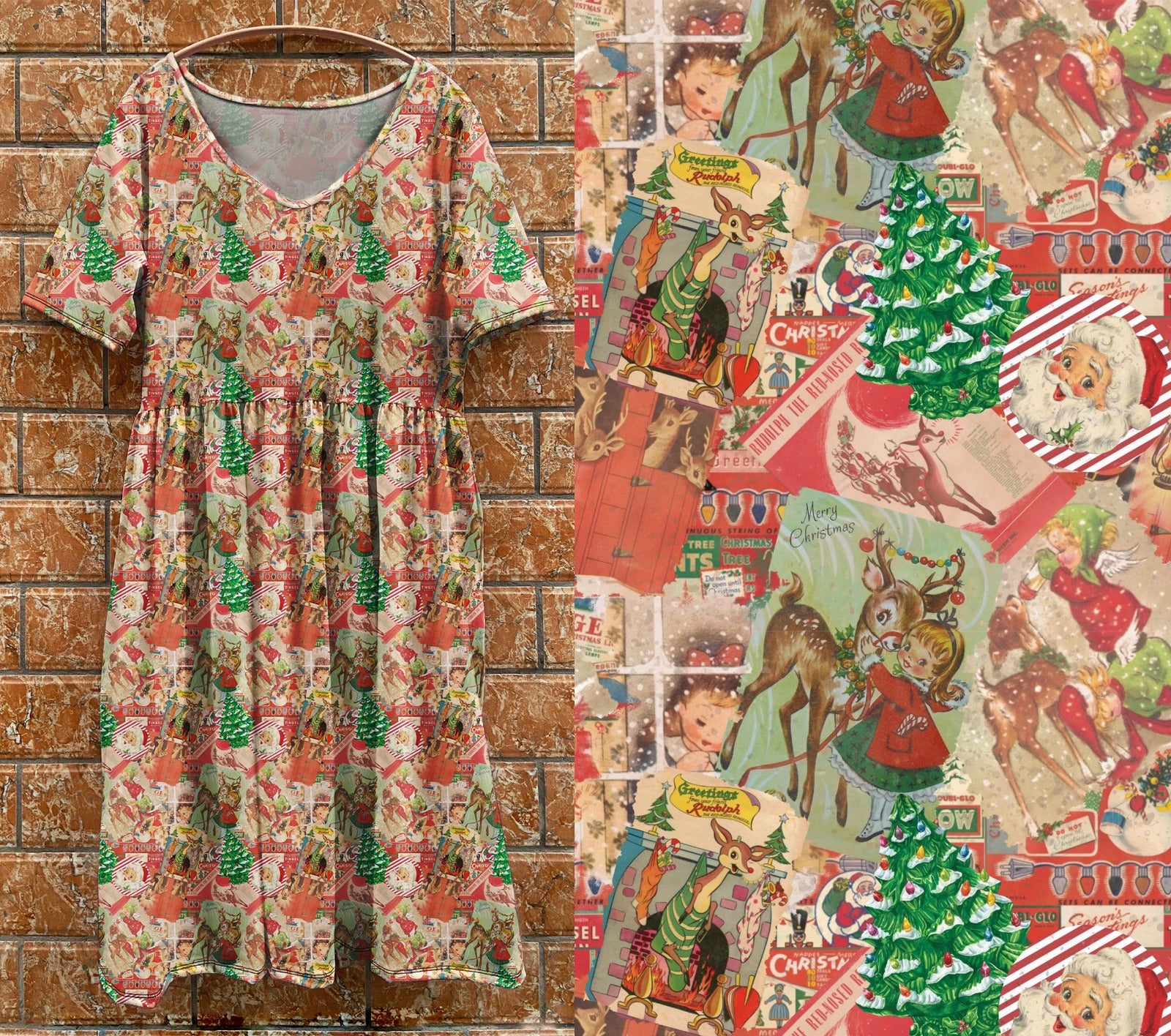 V1 retro Xmas tea dress