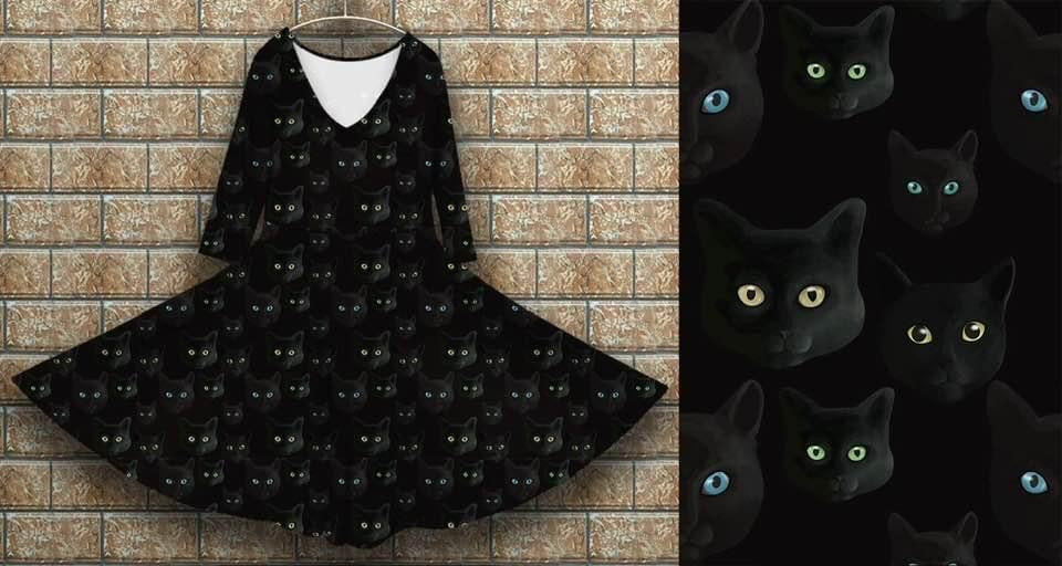 Peggy dress, black cats