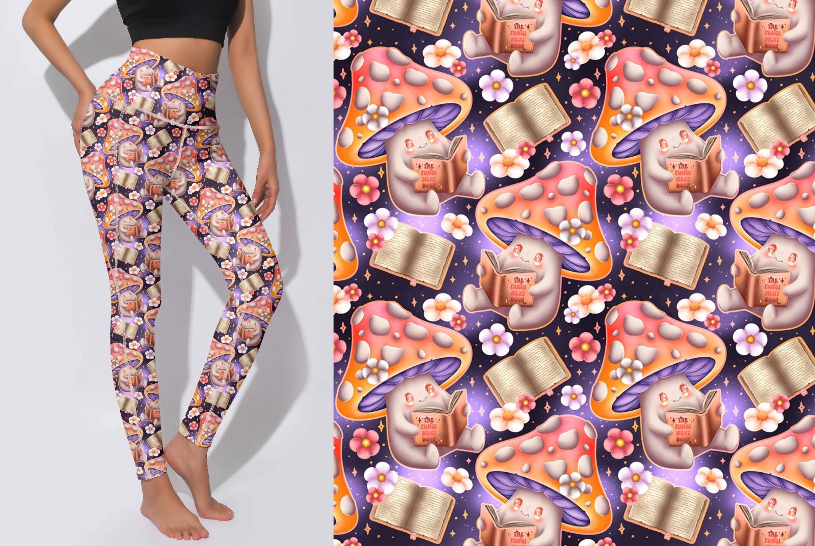 Active Leggings - Cute Mushrooms