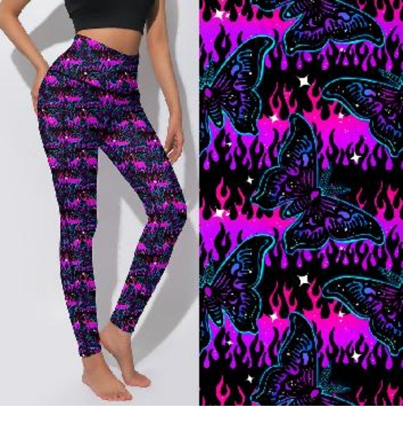 Active Leggings - Butterfly Flames