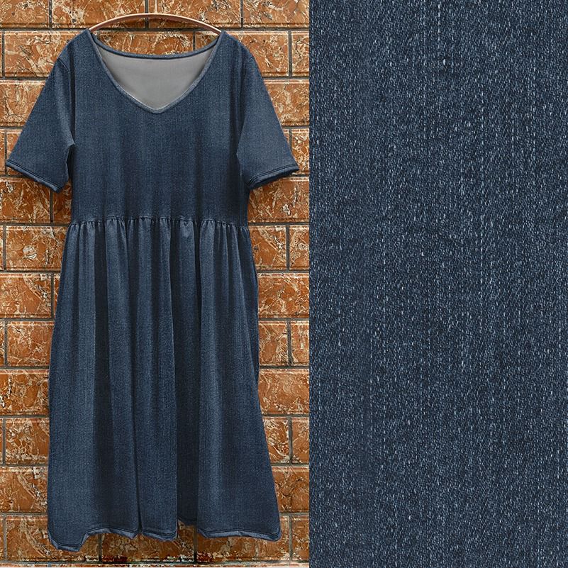 V3 Plain Denium Tea Dress