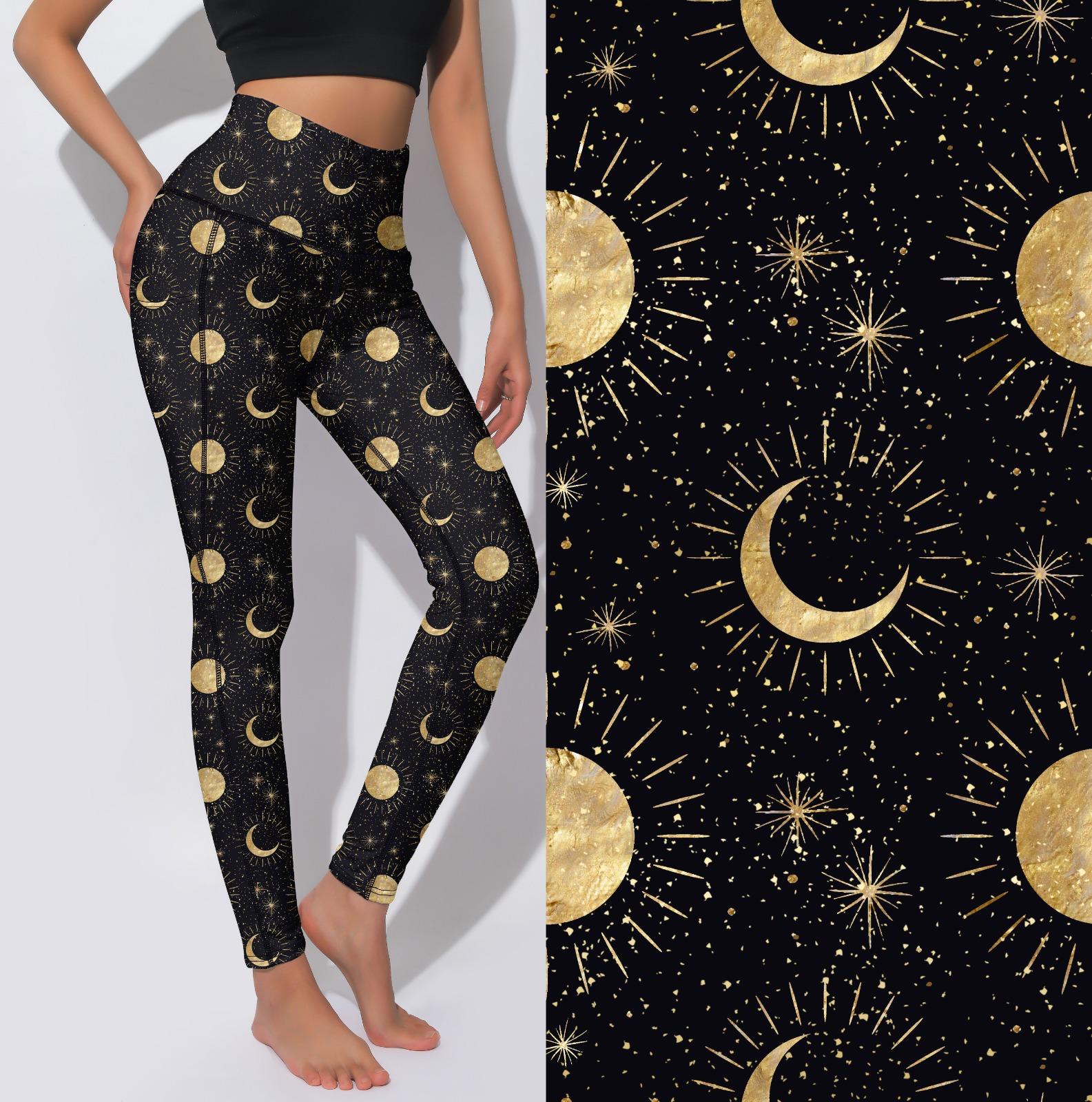 Active Leggings - Moons on black