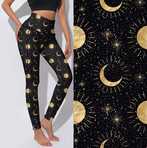 Active Leggings - Moons on black