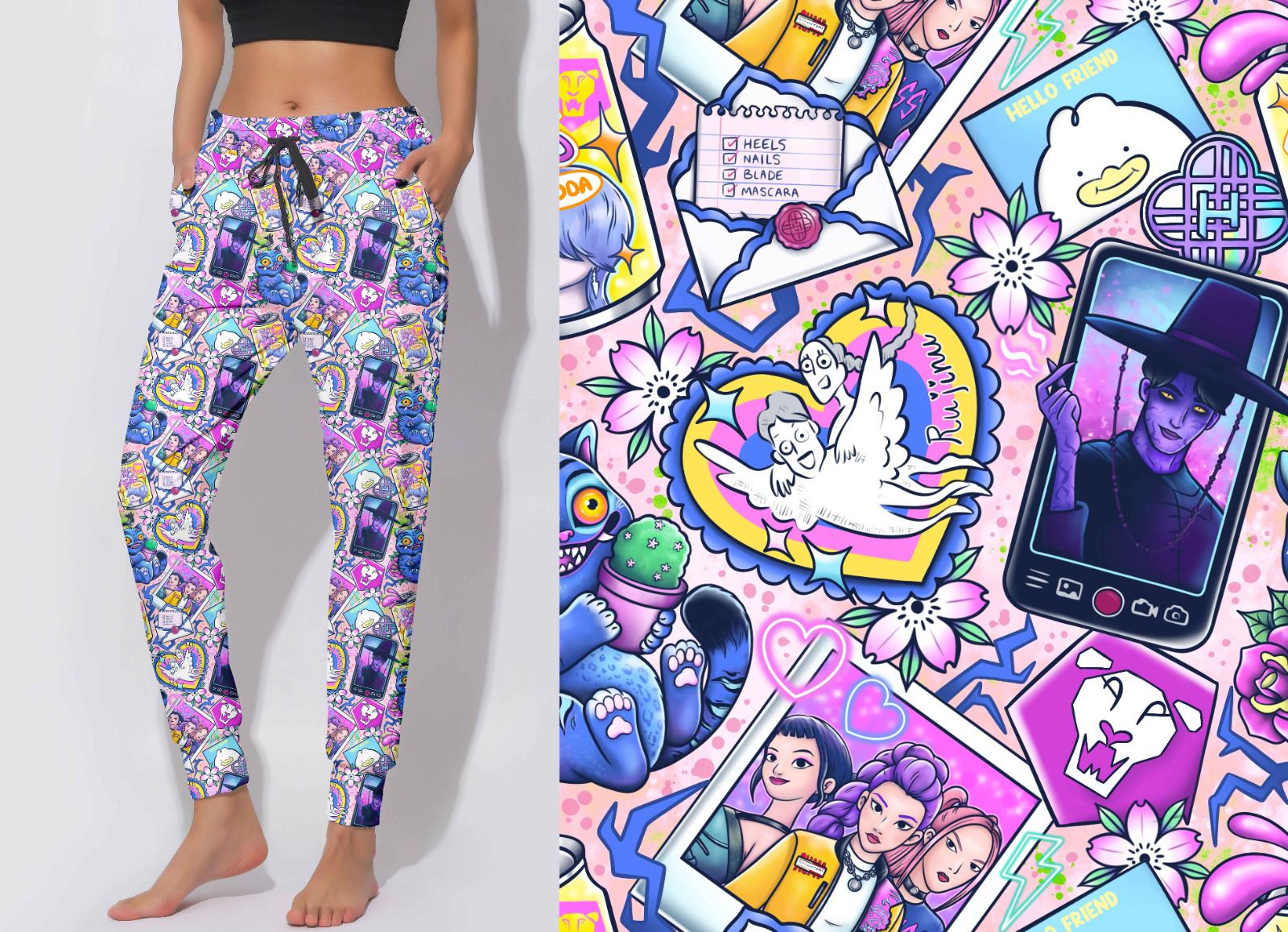 Kids Joggers - Pink Hello Friend