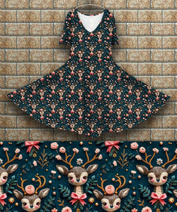 P7 Peggy Dress - Pink bowed Deer