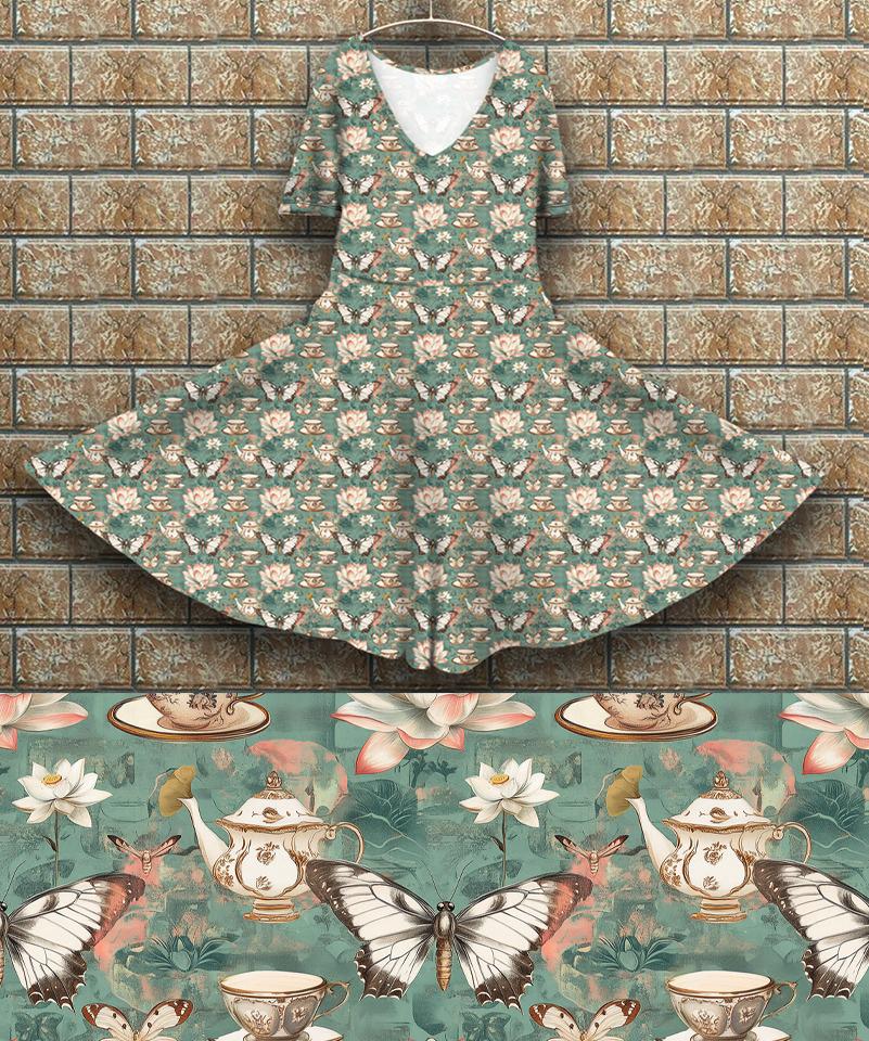 P7 Peggy Dress - Teapots and butterflys