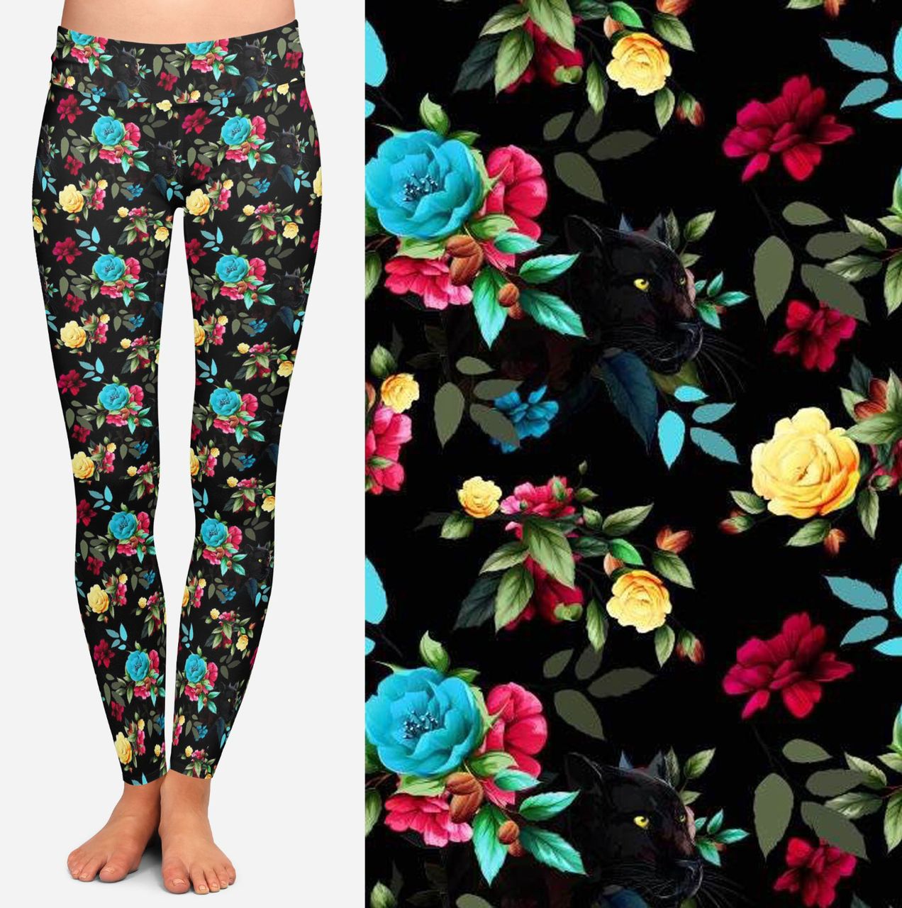 Comfort leggings - Floral Panther