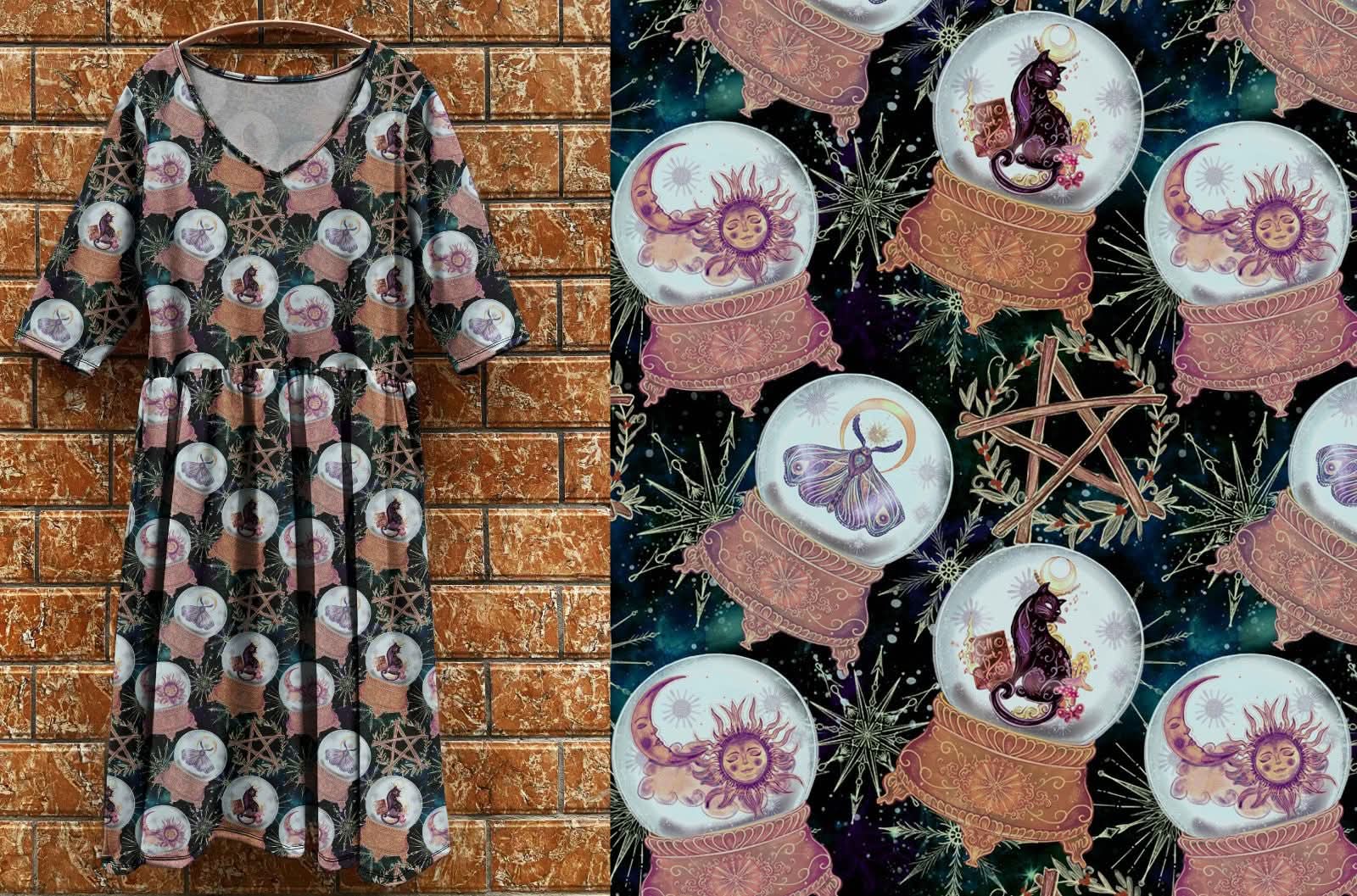 Tea dress - Crystal balls (3/4 sleeves)