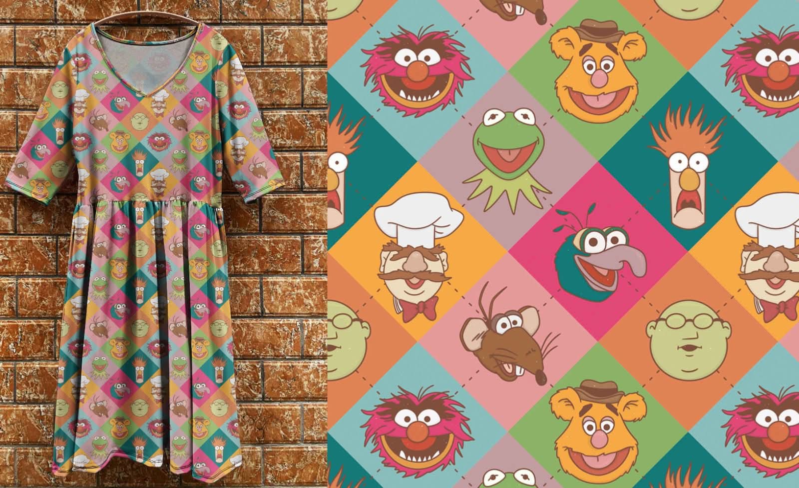 Tea dress - Muppet Friends (3/4 sleeves)
