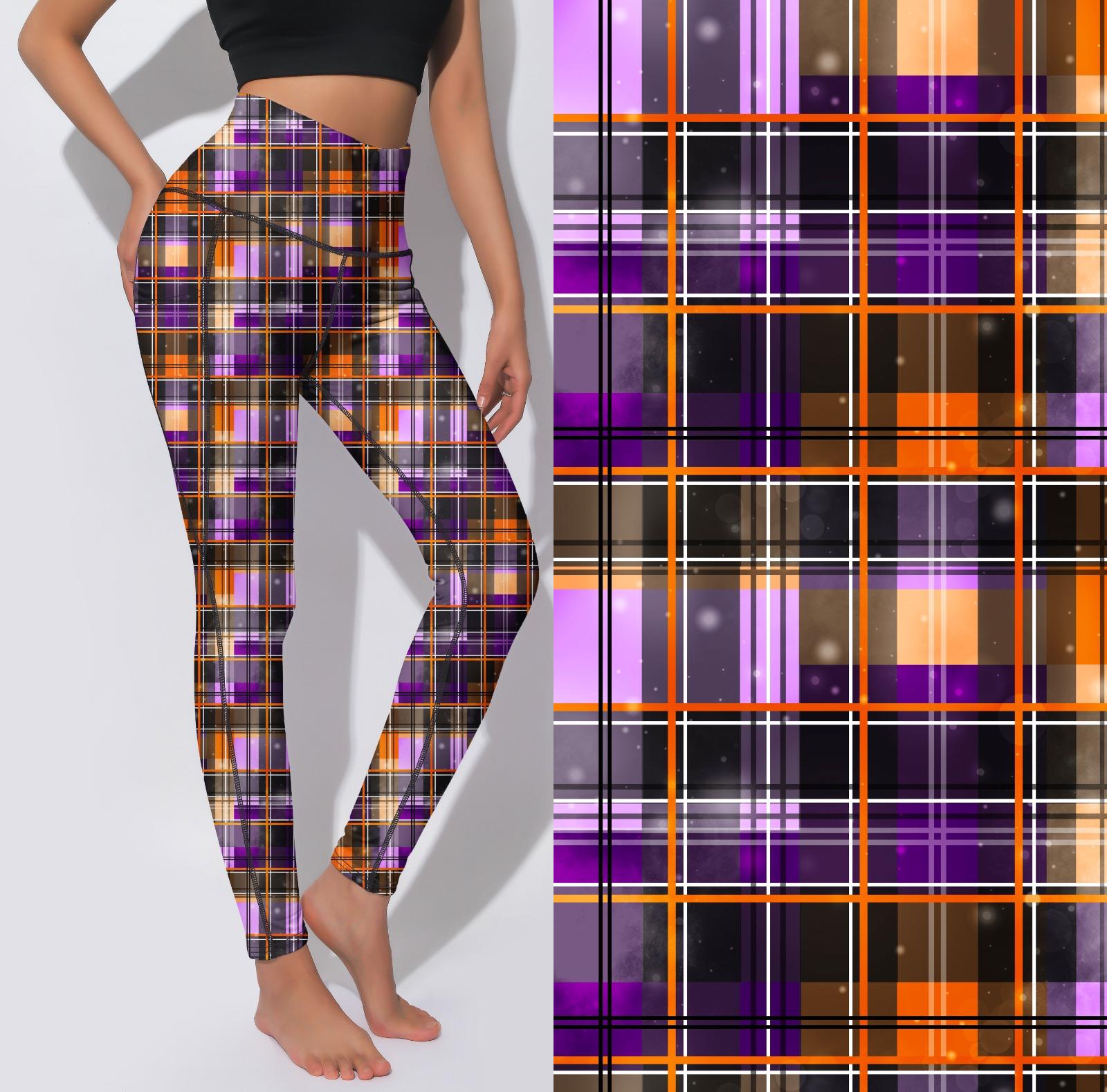 Active Leggings - Orange Galaxy plaid