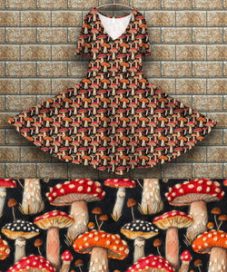 P7 Peggy Dress - Embroidered Mushrooms