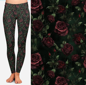 Comfort Leggings - Red Rose Bushes