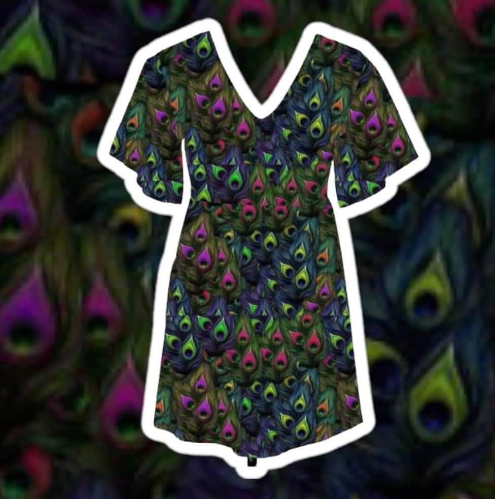 Swim Dress - Peacock Feathers (8/10)
