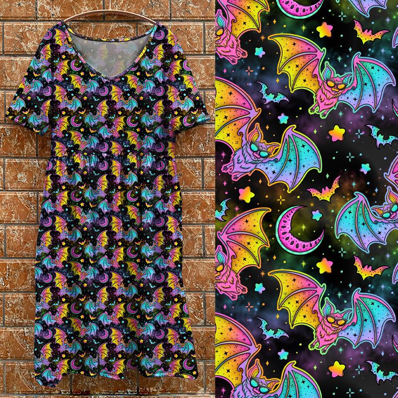 V3 Rainbow Bats Tea Dress