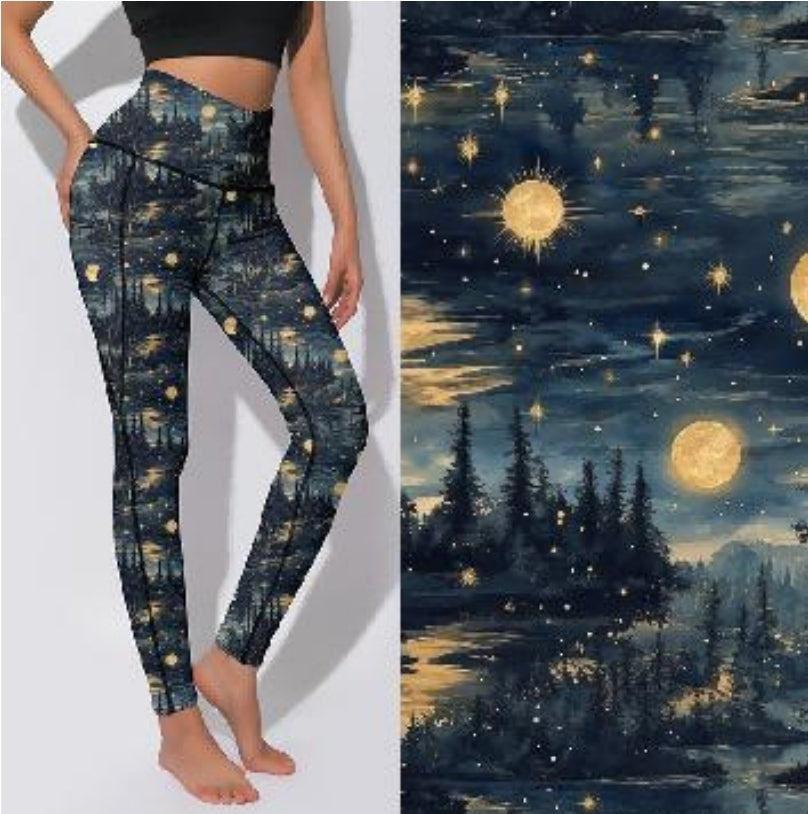 Active Leggings - Moonlit Landscape