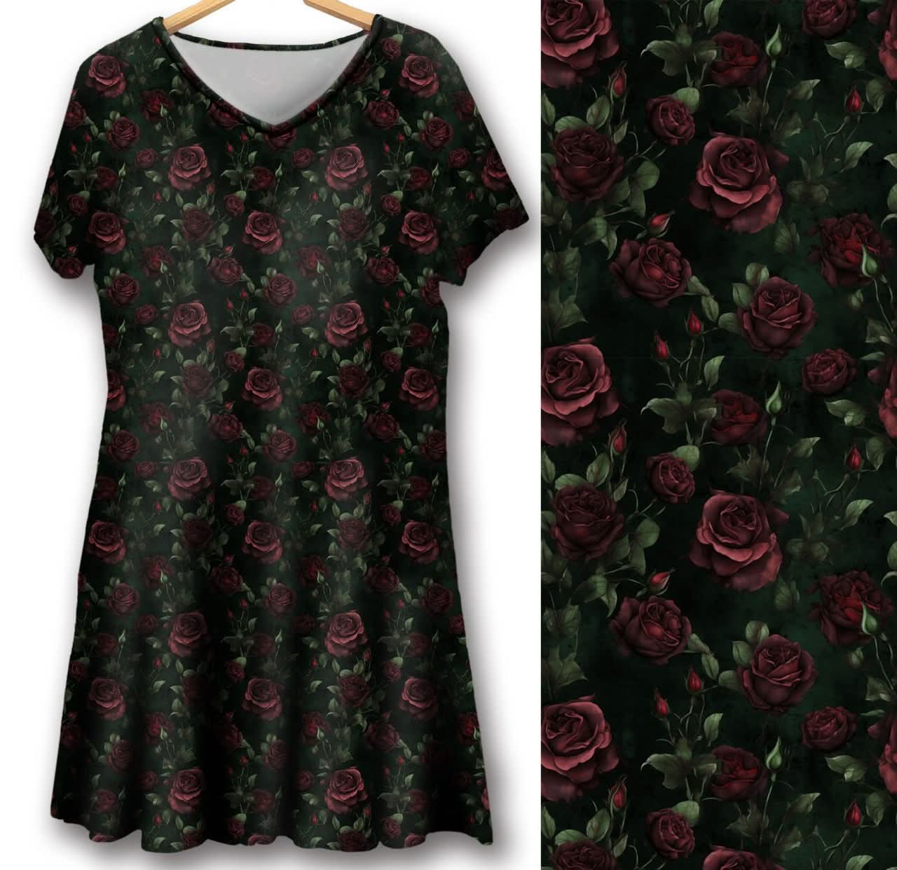 Swing dress - Red Rose Bushes