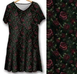 Swing dress - Red Rose Bushes