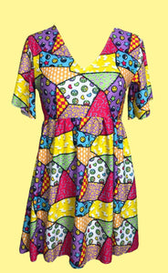 Swim Dress - Yellow Patchwork (8/10)