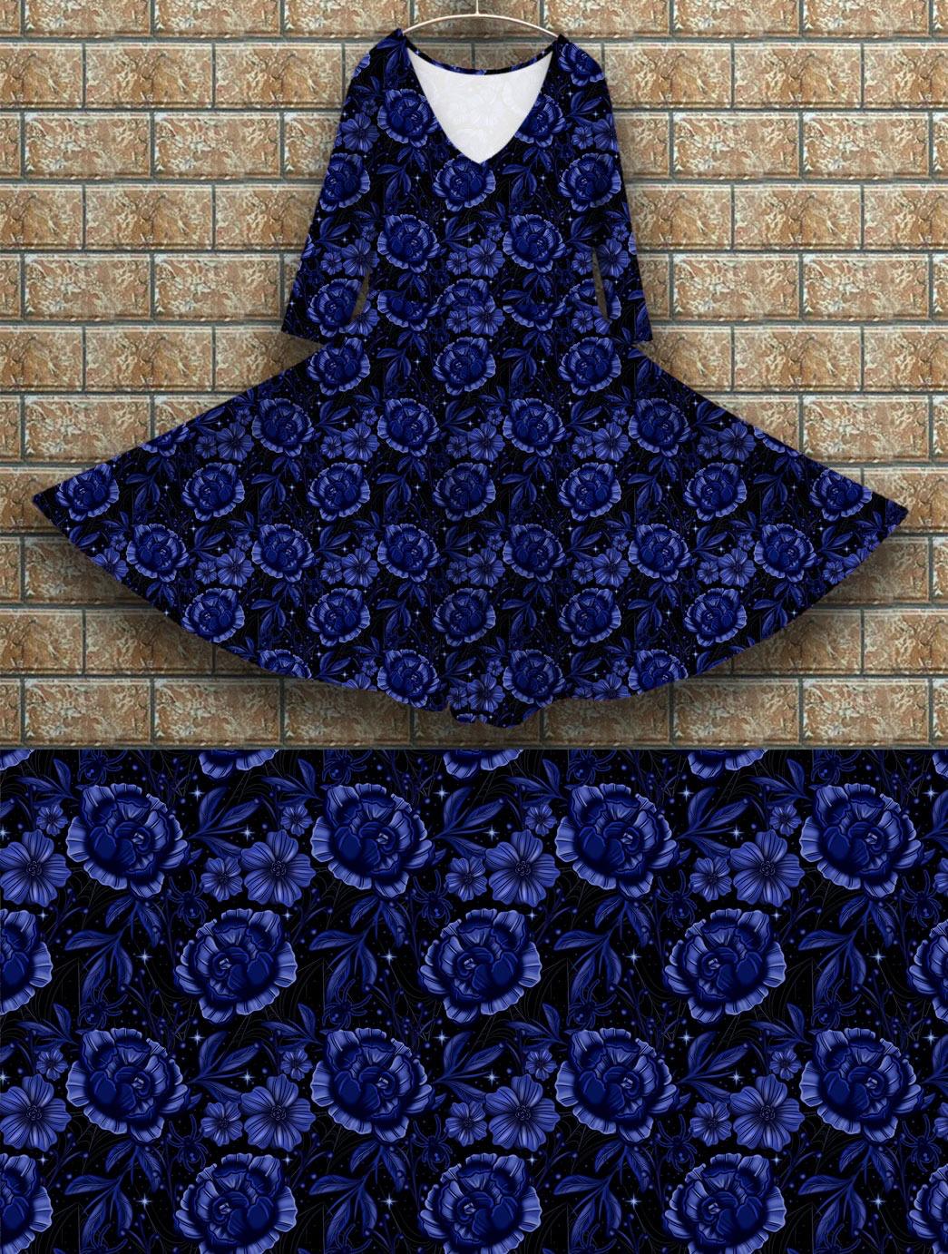 Peggy Dress - Navy Flowers (3/4 Sleeves)(Pre Sales)