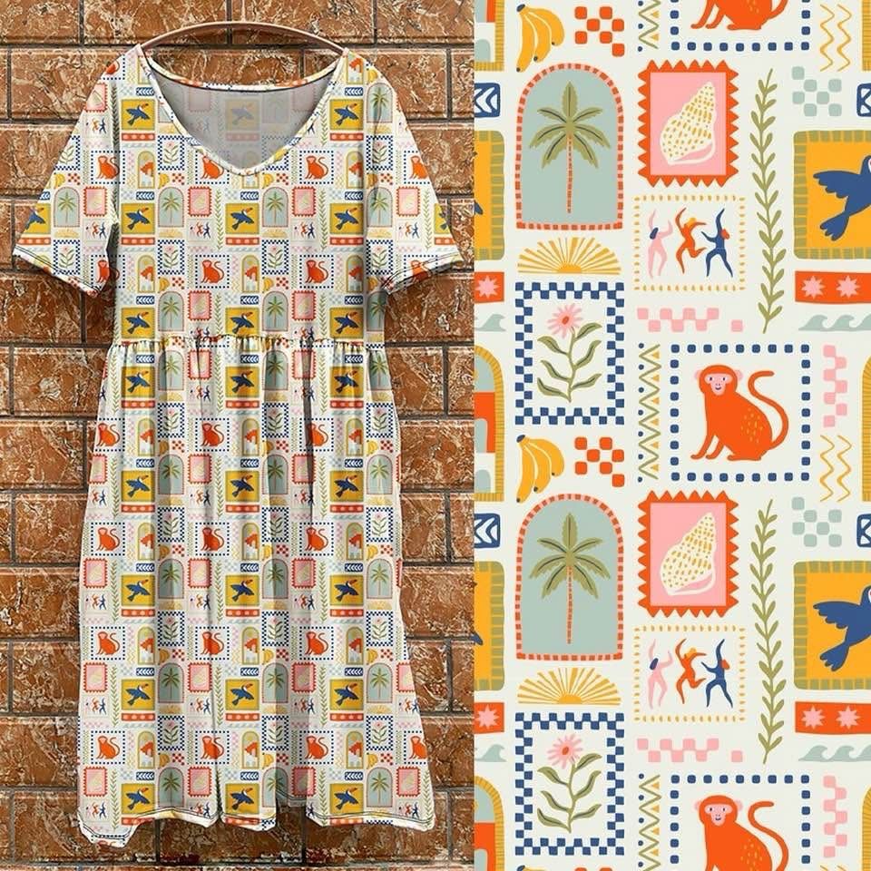 Tea dress - Stamps