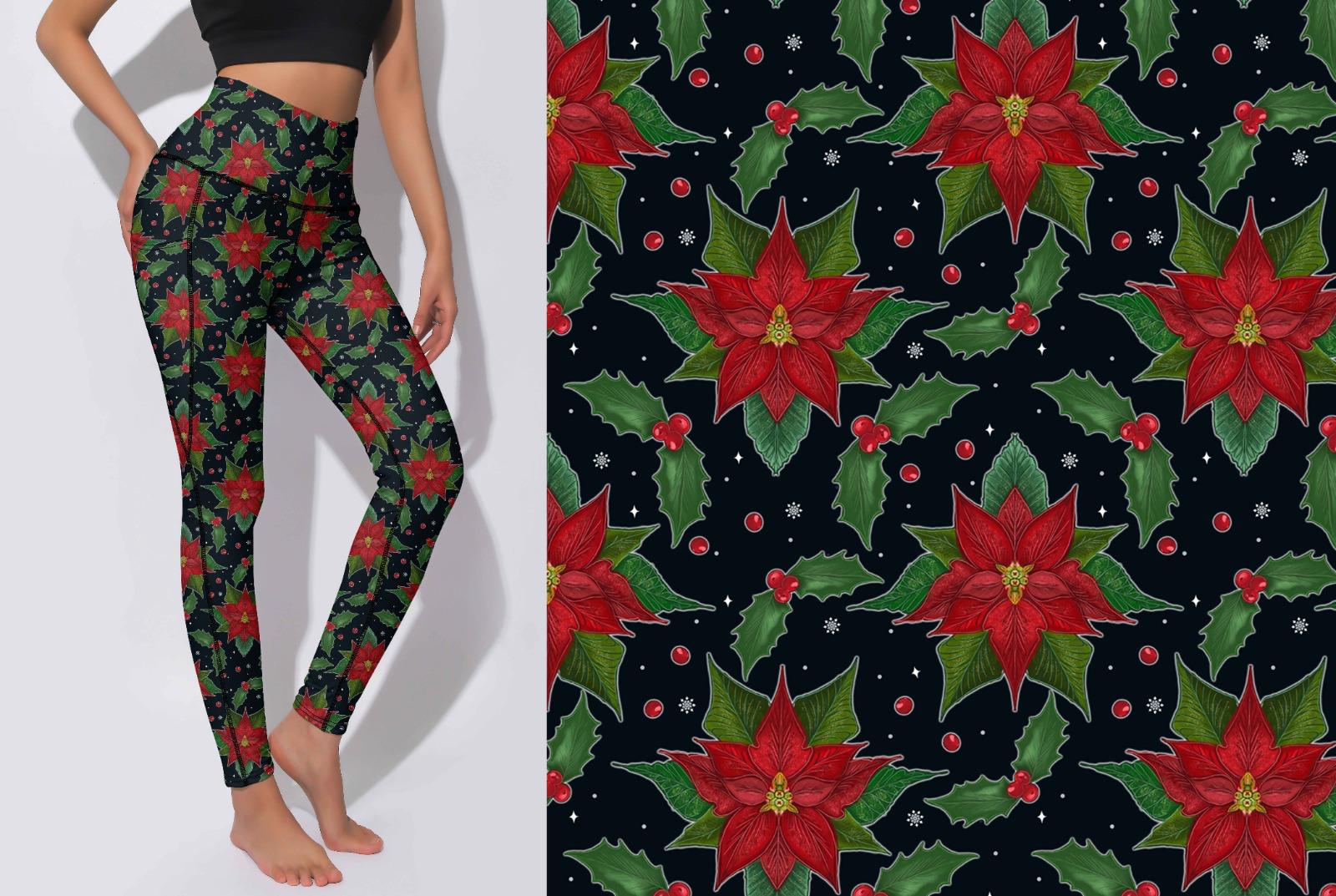 Active Leggings - Xmas Flower