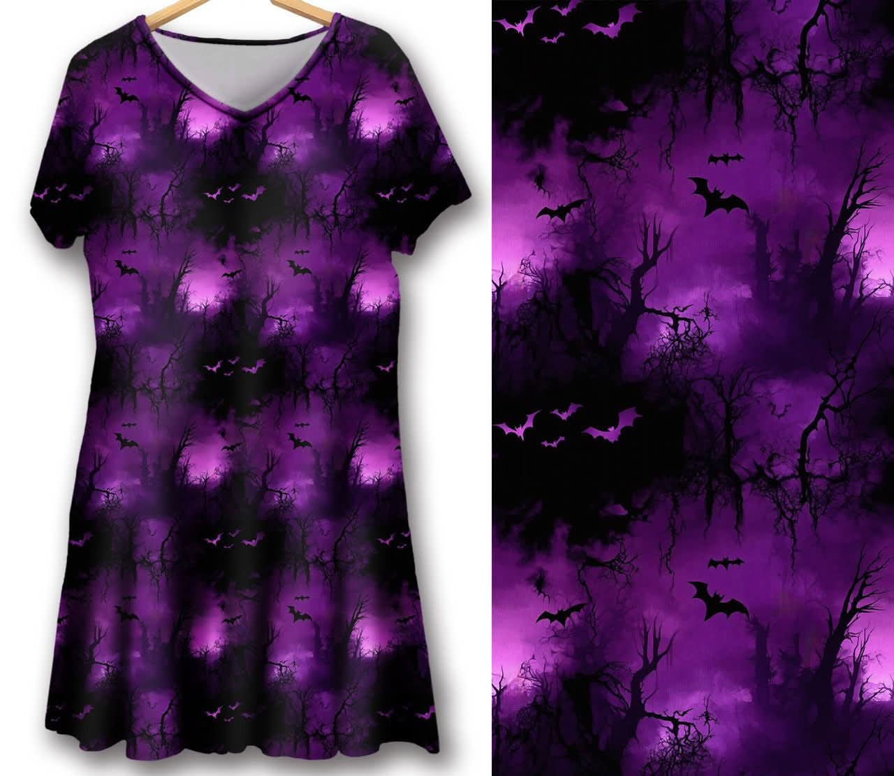 Swing dress - Purple Foggy Forest