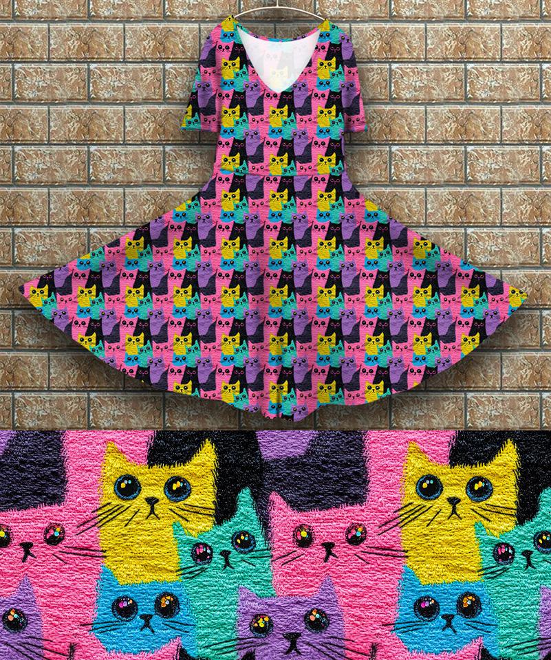 P7 Peggy Dress - Colourfully cats