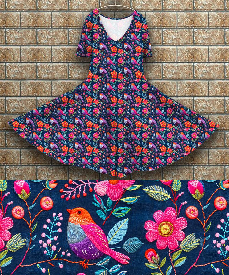 P7 Peggy Dress - Embroidered Birds