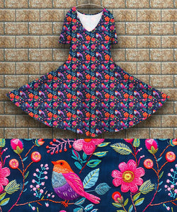 P7 Peggy Dress - Embroidered Birds