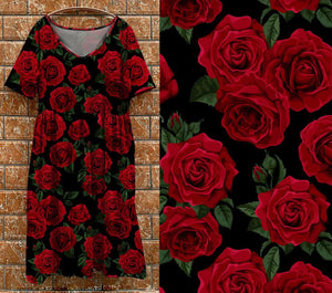 P7 Tea Dress -  Red Roses