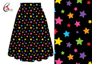 Skirt full circle stars on black